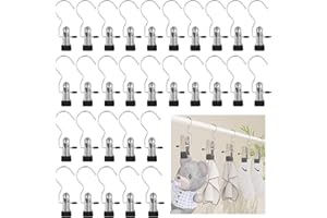 JINGIHE 30 sztuk haczyków na pranie, metalowe, antypoślizgowe wieszaki do spodni, wieszaki zaciskowe, spinacze do butów, ze stali nierdzewnej, do ręczników, spodni, butów, skarpet, skarpet, 30 sztuk
