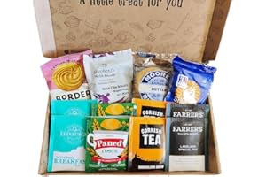 SWEETIEPOST British Tea and Biscuits Gift Selection. English Welsh Scottish Teabags and Local Biscuits Gift Box Hamper. British Present. British Tea Gift Set Afternoon Tea across the UK Wales, Scotland