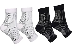 Yuannee Skarpety kompresyjne, 2 pary ortopedyczne wsparcie kostki łuk podeszwy bambusowe skarpety neuropatyczne zaprojektowane do biegania ból stawów, czarno-białe