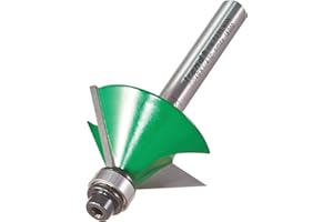 Trend CraftPro Two Flute Self Guided Chamfer Router Cutter Bit, 1/4 Inch Shank, 12.7mm Cut Diameter & 45 Degree V Groove, Tungsten Carbide Tipped, C049X1/4TC