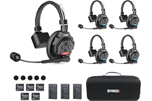 SYNCO Wireless Intercom Headset, XTALK X5 2.4GHz Vollduplex Kabelloses Kommunikationssystem 24H 350M für Film Produktion, Teamkommunikation Kopfhörer