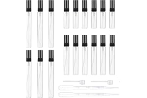 GOTRUST 18 szt. rozpylacz do perfum, szklany, 3 ml, 5 ml, 10 ml, buteleczki z rozpylaczem z drobną mgiełką, przezroczyste, małe rozpylacz perfum do ponownego napełniania, puste butelki do podróży z pipetami,