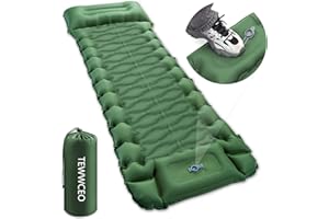 TEWWCEO Materassino Campeggio Autogonfiabile, Ultraleggero Autogonfiante Materasso Singolo con Pompa a Pedale, Pieghevole Materasso Campeggio per Trekking Escursionismo Campeggio Tenda, Verde