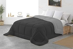 Energy Colors Textil - Hogar - Tokio - Relleno Nórdico 350 gr Reversible Liso Tacto Plumón Microfibra Otoño - Invierno (Gris, Cama 105 (180 x 220 cm))