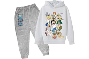 CHAORWE 2022 Anime One Piece Luffy Chándal para Niños, Sudaderas De Dibujos Animados Conjuntos Sudaderas con Capucha y Pantalones De Jogging 4 A 14 Años
