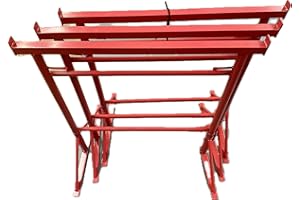 Mighty Products - 3 x Builders Trestles Size NO.3, Adjust from 1.0m – 1.8m (Trestle Band Stands) SWL 690kg Made in The UK – Spray Painted Red for Hard-Wearing Finish. Ideal for Builders & DIY