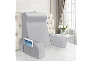 Babenest Lesekissen mit Abnehmbare Armlehnen, Komfortabel und Leicht Rückenkissen für Bett und Sofa, Sitzkissen Rückenlehne mit Waschbarer Samt zum Lesen, Gaming oder Fernsehen (L Band Modell)