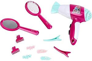 Theo Klein 5790 Barbie Frisier-Set I Zubehör und Accessoires im Barbie-Look I Inkl. Kinder-Föhn mit Kaltluftfunktion I Spielzeug für Kinder ab 3 Jahren