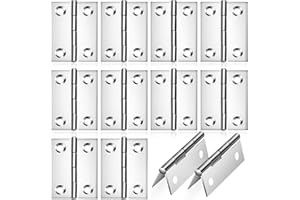 Eruinfang 12 Pieces Stainless Steel Vintage Brushed Silver Folding Butt Hinges, 2'' Bearing Hinges for Closet, Drawer, Window, Boxes, Gate