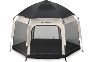 DERYAN Up-To-Go - Lit de voyage et boîte pour enfant - Tente de plage portable pour bébés et tout-petits - Pliable avec matelas et sac de transport - Sable