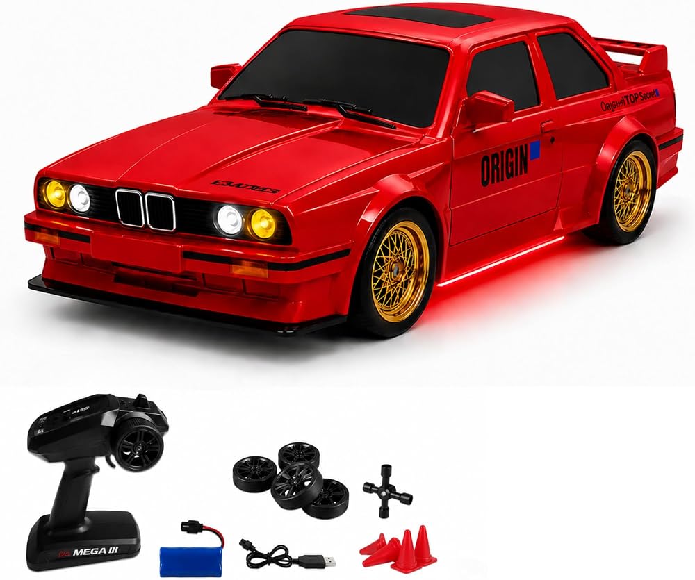 Uzaktan Kumandalı Retro Drift Arabası Retro Efsane Kasa 30 KM/H Sürat Yapabilen 4x4 Şarjlı Hız Ayarlı LED Işıklı 7 Farklı Renk 2 Farklı Mod (Kırmızı)