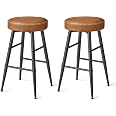 Lot De 2 Tabourets De Bar Pivotants VASAGLE EKHO - Hauteur Comptoir 65cm, PU Moderne Mi-Siècle Noir