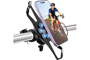 iFalarila 2024 Uchwyt rowerowy na telefon z mocną przyssawką, obrotowy o 360° uchwyt motocyklowy na telefon [1s Lock] Uniwersalny uchwyt na kierownicę kompatybilny ze smartfonami 4,5"-7,5"