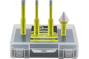 Punte per Trapano Diamantate 4pezzi 6/6/8mm Fresa Diamantata con Gambo Triangolo+1pezzi 20mm Punta per Smusso per Piastrelle di Ceramica Porcellana Marmo Granito SANLEETEK