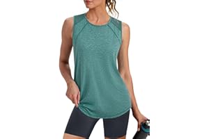 Gyabnw Gym Tank Tops for Women UK Sports Vest Sleeveless Shirt Summer Mesh Workout Yoga Running Back Split XS-3XL