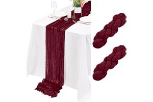 2-pack vinröd ostduk bordslöpare 43 × 258 cm bordslöpare bröllopsdekor boho gasväv ostduk bordslöpare för bröllopsfest baby b