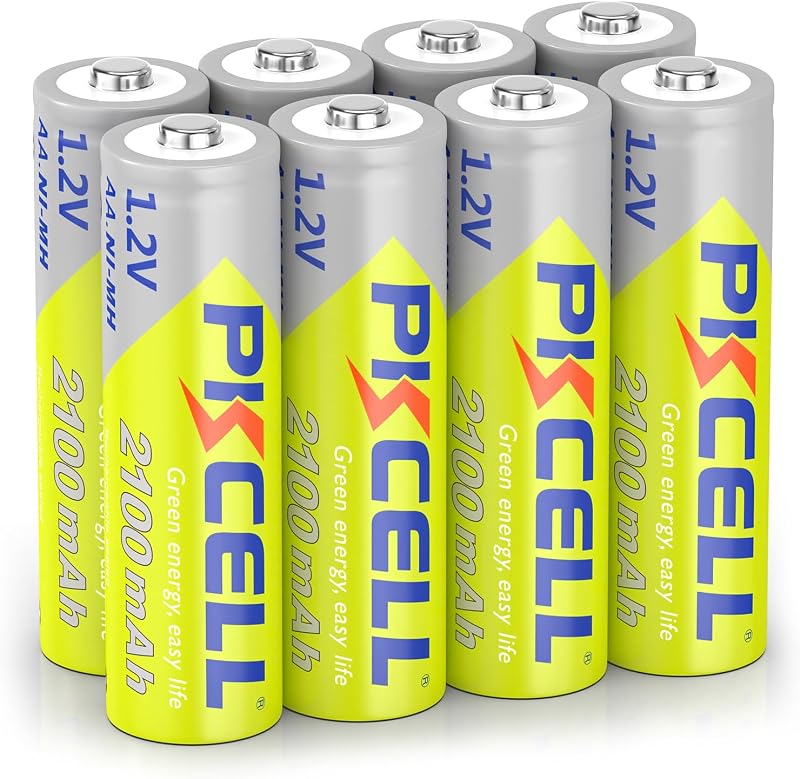 PKCELL NIMH Battery AA 2100mAh, 1.2V Rechargeable AA Batteries Low Self-Discharge, High Capacity and Pre-Charged Battery for Outdoor Solar Lights, Flashlights - Pack of 8