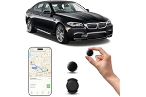 DRQZWP GPS Coche localizador, GPS Tracker rastreador magnético Oculto para Coches Sin cuota mensual, no SIM, Seguimiento en Tiempo Real para niños, Mascotas, Compatible con A-pple Find My (1 Negra)