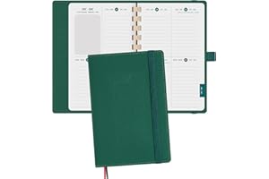 BEZEND Agenda 2026 Settimanale Piccola Spirale 17 x 11 cm, Diario Tascabile da Gen a Dic 2026 con Slot per Schede, Portapenne Autoadesivo, Copertina Morbida in Pelle PU, Verde Foresta