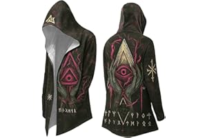 Generisch Ropa medieval para hombre, disfraz de vikingo, sudadera con capucha Odin Mythos, chaqueta otoño-invierno, sudadera escandinavia, capa, gótica, chaqueta para el tiempo libre, para cosplay
