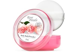 R-NEU Lot de 1 poudre corporelles pour femme avec bouffée, 100% sans talc, élégante poussière parfumée aux pétales de rose, après le bain pour peau douce, taille XL (142 g)