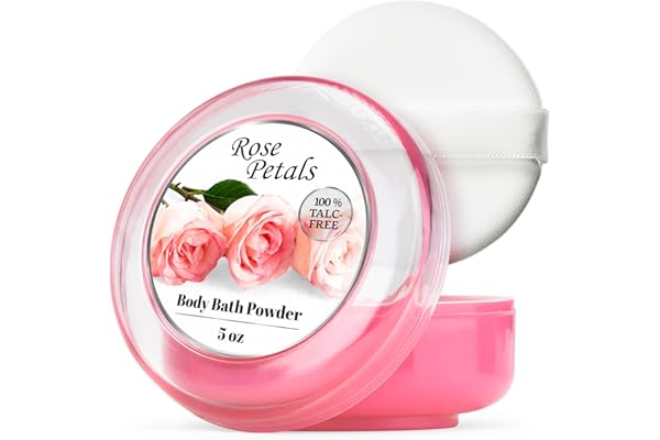 R-NEU Poudre pour le Corps Parfumée pour Femme avec Houppette – Senteur Rose – 100% Sans Talc – Poudre Corporelle Hydratante, Alternative au Talc – 1 Unité, 142g