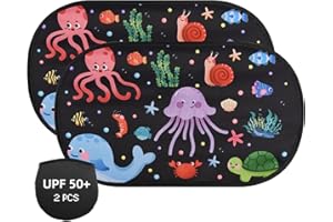 ALANGDUO Sonnenschutz Auto Baby mit UV Schutz, Auto Sonnenschutz Baby, Autofenster Sonnenschutz für Kinder, Super-Adsorption Verdunkelung Fenster, 51x31cm, 2 Stück - Unterwasser Welt
