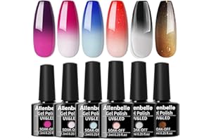 Allenbelle Smalto Semipermante Per Unghie Kit In Gel Uv Led Smalti Semipermanenti Per Unghie Nail Polish UV LED Gel Unghie(Kit di 6 pcs 7.3ML/pc) (002)