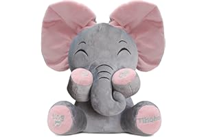 Tihoho Peek A Boo Elephant Talking Singing Plush Huggable Toy Baby Animated Elephant Plush Cute Toys Gift Stuffed Doll for Baby Tollders Kids Boys Girls Gift Adjust Sound (Pink)