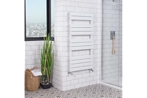 Warmehaus Designer Minimalist Bathroom Flat Panel Heated Towel Rail Radiator Ladder Rad 1200 x 600 mm - White