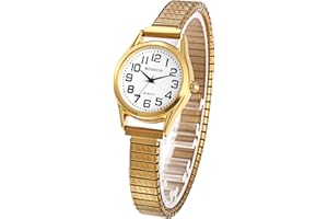 Oidea Elastic Strap Watches for Women Men: Large Face Clear Number Easy Reader Watch Analog Quartz Wrist Watch