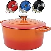 ANDREW JAMES Cast Iron 5L Round Casserole Dish with Lid – Enamel Coated Dutch Oven for Bread Baking, Stews, Roasting & Braisi