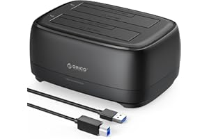 ORICO Discos Duros Bases de Conexión Doble Bahía,USB 3.0 Docking Station para Discos Duros SATA de 2,5" y 3,5" y SSD,Soporte para UASP y 2 Unidades de 18 TB(DD28U3)