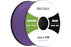 Brotree Paracord 2mm 30M Corda Nylon 1 Filo Corda di Sopravvivenza Tipo I per Esterno, Artigianato, Fatto a Mano - 45 kg Carico di Rottura (Viola)