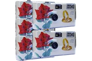 5 x 1A Photo PORST Hochzeitskamera/Einwegkamera rote Rose + Ringe je 27 Aufnahmen (5er Pack)