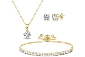 Philip Jones Gold Plated Solitaire Friendship Set Created with Zircondia® Crystals