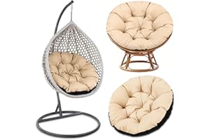 ‎AMAZINGGIRL Amazinggirl Papasansessel Kissen Sitzkissen Hängesessel 100cm - Polster für Korbsessel Papasan Chair Lesesessel und Rattansessel für Outdoor und Indoor rund und groß Beige Farbton B