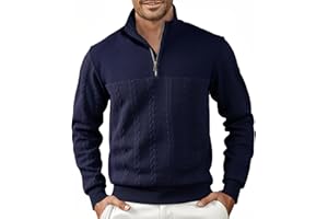 Halfword Pulls Homme Zip Pullover Tricoté Pull à Manches Longues pour Hommes Jacquard Sweatshirts