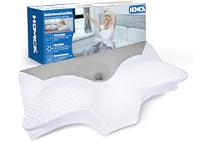 ‎HOMCA HOMCA Poduszka z pianki pamięciowej szyjnej, ergonomiczna poduszka konturowa łagodzi ból szyi, wyprofilowane poduszki podpierające dla śpiących na boku pleców, brzuchu (Szary, 70 * 40 * 8.5/14.5cm)