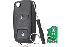 GZXNKEY 433MHZ Autoschlüssel für VW Volkswagen Transporter T5 2004 2005 2006 2007 2 Drucktasten-Klappschlüssel mit 48 Chip 1J0959753AG mit Schraubendreher und Schlüsselring
