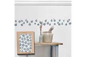 TRESXICS Pegatinas Pared Decorativas Ciruelas Acuarela, 60 Piezas, Vinilo Adhesivo Pared Original y Duradero, Efecto de Papel Pintado Pared, Fácil Aplicación y Removible (Azul)