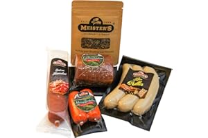 MEISTER'S Wurstpaket mit Gewürz als Geschenk zum Probieren | Salami Schinken am Stück | Käse Bratwurst | Mettwurst 960g (Inselpfeffer)