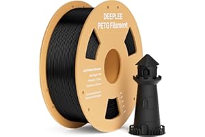 DEEPLEE PETG Filament Black 1KG, 3D Printer Filament Good Impact Resistance, Filament 3D Printing Materials Fit for Most FDM 3D Printers