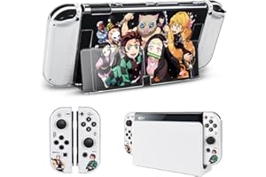 DLseego Coque pour Nintendo Switch OLED，Accessoires Switch Dockable Clear PC Cover,Switch Grip Cover avec Absorption des Chocs et Design Anti Rayures - Demon Slayer
