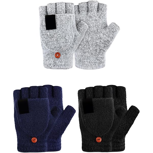 SATINIOR 4 Pairs Fingerless Gloves With Cover Convertible Mittens