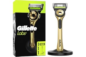 Gillette Labs Rasoir Homme Avec Barre Exfoliante Champion Gold, Manche Réutilisable Et 1 Cartouche De RechargeGilletteLabs A 5 Meilleures Lames De La Marque, Rasage Confortable Du Visage