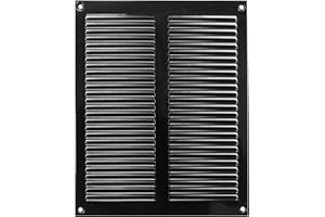 ABOUT VENT 200x250mm Grille de Ventilation en Acier Noir avec Moustiquaire - Grilles d'aération Métallique