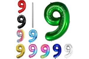AOISYESBIG Geburtstag zahlen Luftballon 9 jahre-dunkelgrün XXL Jumbo Folienballon 40 Zoll – 101 cm Luftballons 9. Geburtstag Junge Mädchen Babyparty Geburtstagsdeko Jubiläumsparty Dekoration – Fliegt mit Helium