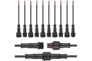 DONGGE 2-pinowe wodoodporne złącze elektryczne 22AWG IP66 męskie żeńskie złącze 7,87 cala / 20 cm przedłużacz do samochodów ciężarowych łodzi do wewnątrz/na zewnątrz taśmy LED/sznur 15 mm nakrętka mały rozmiar 5 par