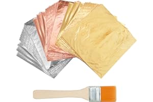 KINNO Multipurpose Gold Leaf Kit - 300 Sheets 16 x 16 cm for Gilding, Art, Crafts, Resin Art, Furniture, Canvas, Decorating